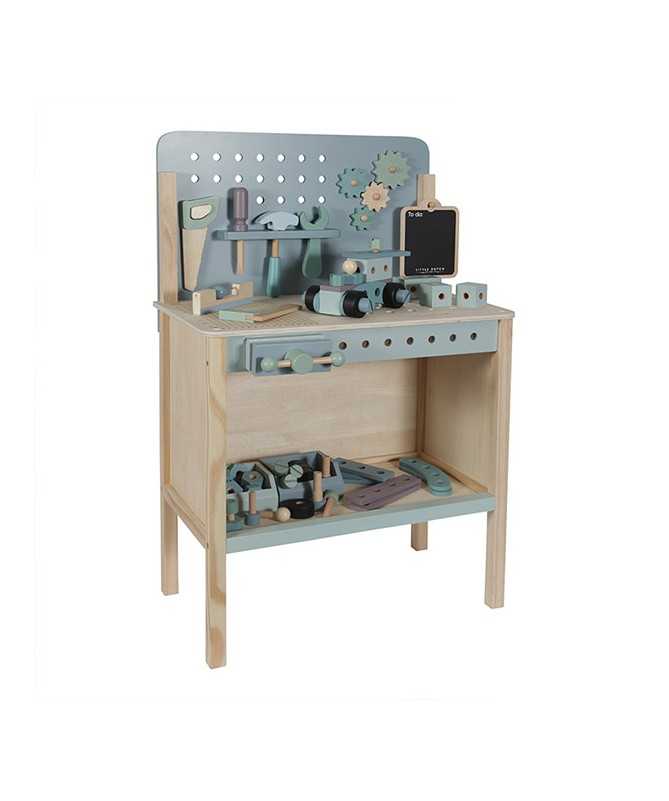 Grand établi en bois avec ceinture porte-outils Grand établi en bois avec ceinture porte-outils