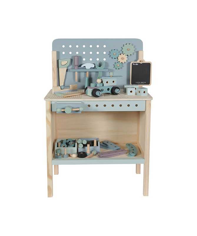Grand établi en bois avec ceinture porte-outils Grand établi en bois avec ceinture porte-outils