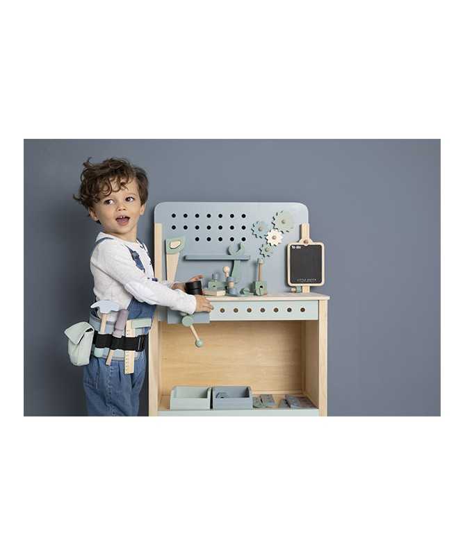 Grand établi en bois avec ceinture porte-outils Grand établi en bois avec ceinture porte-outils