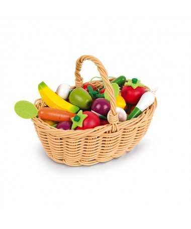 Panier de 24 fruits et légumes en bois