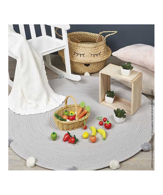 Panier de 24 fruits et légumes en bois Panier de 24 fruits et légumes en bois