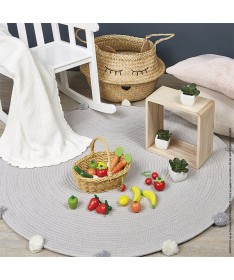 Panier de 24 fruits et légumes en bois