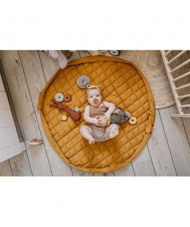 Tapis d'éveil matelassé et sac de jouets  - Soft - Coton biologique - Mustard Chai Tea