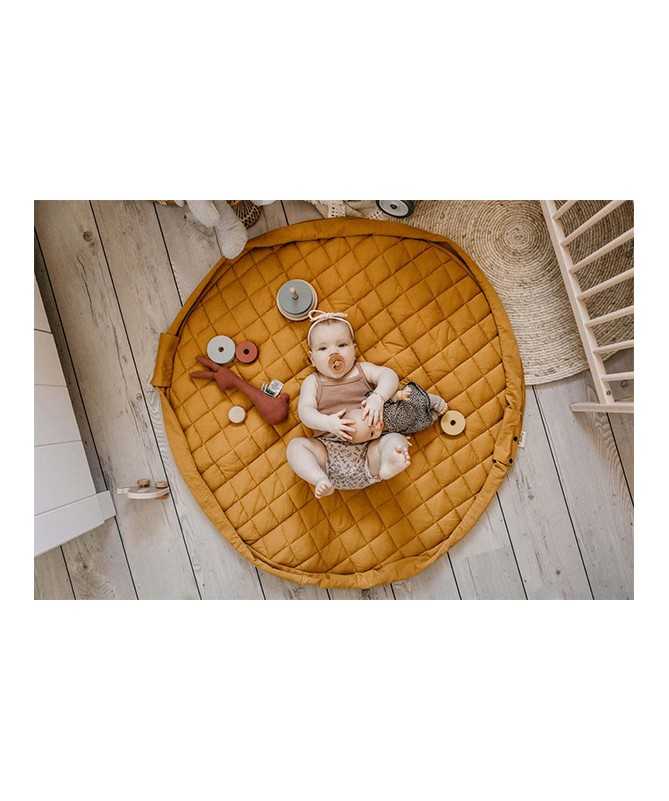Tapis d'éveil matelassé et sac de jouets - Soft - Coton biologique - Mustard Chai Tea Tapis d'éveil matelassé et sac de jouets - Soft - Coton biologique - Mustard Chai Tea