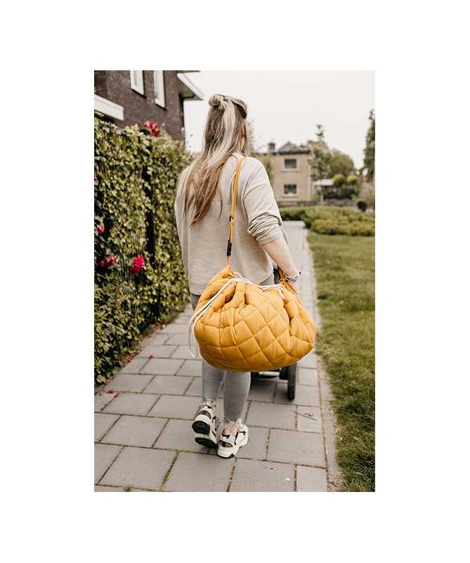 Tapis d'éveil matelassé et sac de jouets - Soft - Coton biologique - Mustard Chai Tea Tapis d'éveil matelassé et sac de jouets - Soft - Coton biologique - Mustard Chai Tea