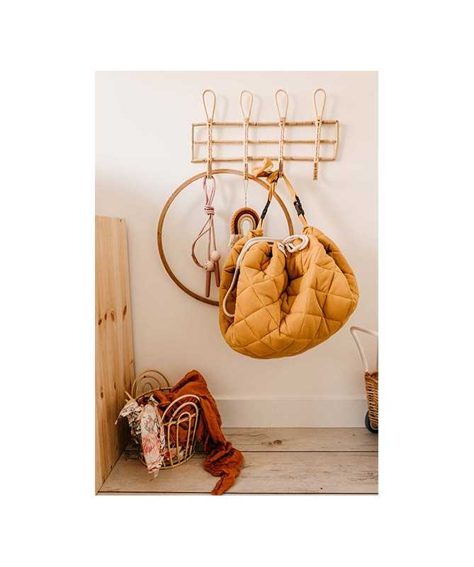 Tapis d'éveil matelassé et sac de jouets - Soft - Coton biologique - Mustard Chai Tea Tapis d'éveil matelassé et sac de jouets - Soft - Coton biologique - Mustard Chai Tea