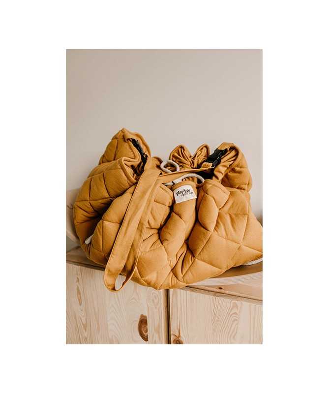 Tapis d'éveil matelassé et sac de jouets - Soft - Coton biologique - Mustard Chai Tea Tapis d'éveil matelassé et sac de jouets - Soft - Coton biologique - Mustard Chai Tea