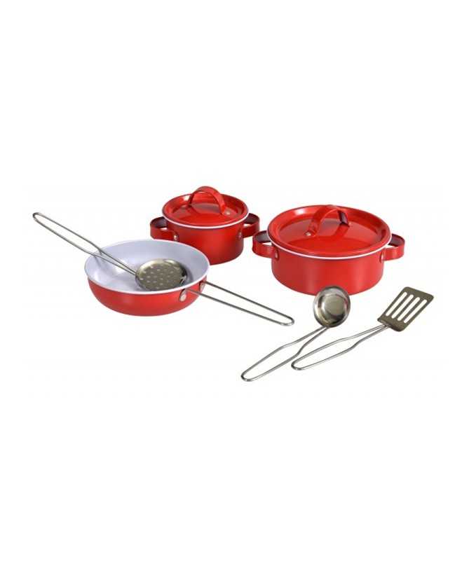 Set de casseroles en métal dans valisette rouge