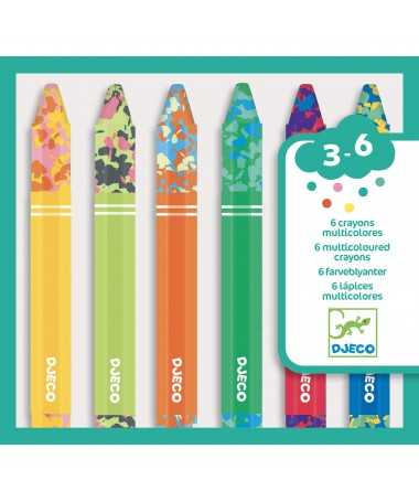 6 crayons de cire multicolores