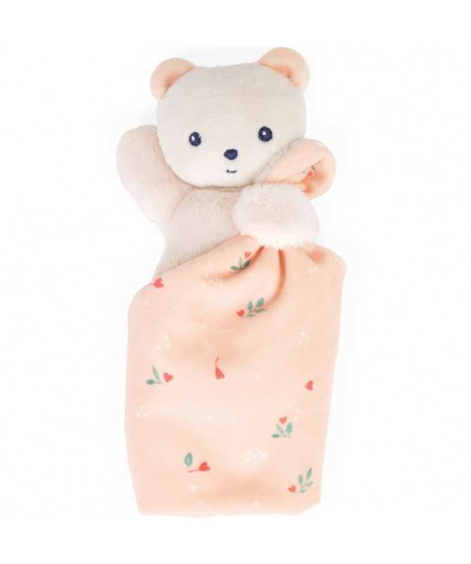 Carré douceur - Doudou ours feuilles d'amour Carré douceur - Doudou ours feuilles d'amour