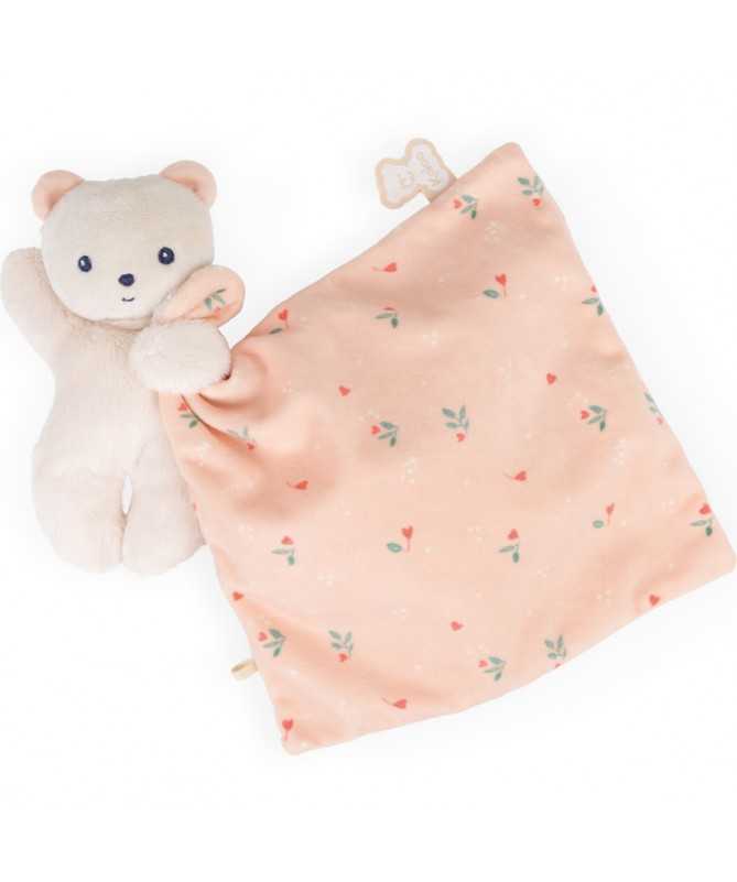 Carré douceur - Doudou ours feuilles d'amour Carré douceur - Doudou ours feuilles d'amour