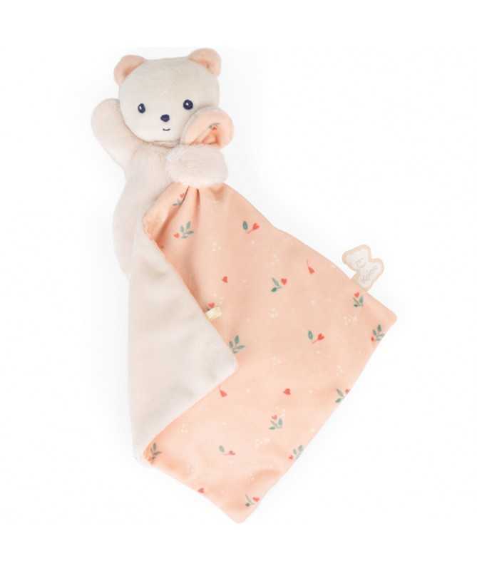 Carré douceur - Doudou ours feuilles d'amour Carré douceur - Doudou ours feuilles d'amour