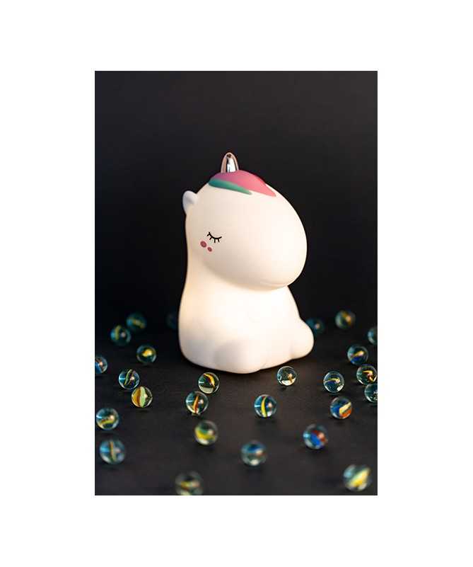 Veilleuse en silicone souple - Cosmo Licorne blanc