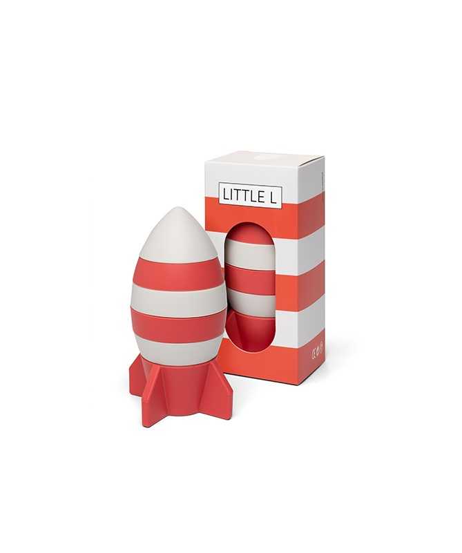Empilable fusée en silicone - Rouge et blanc