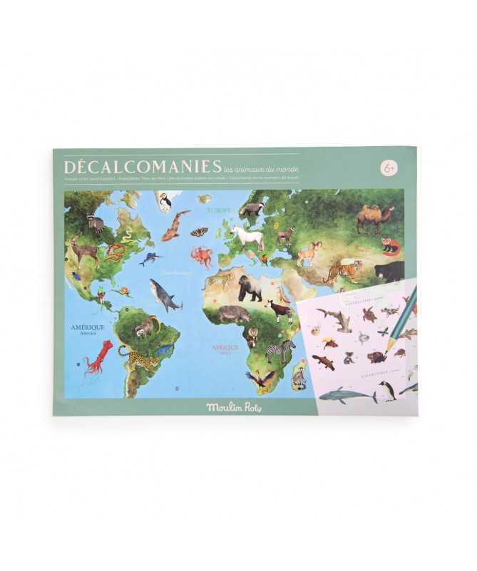 Mappemonde avec décalcomanies - Tout autour du monde Mappemonde avec décalcomanies - Tout autour du monde