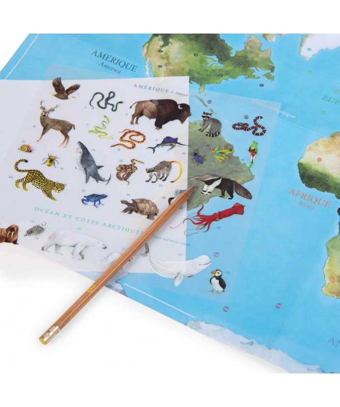 Mappemonde avec décalcomanies - Tout autour du monde Mappemonde avec décalcomanies - Tout autour du monde