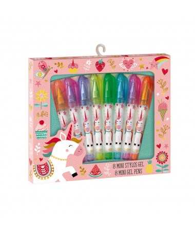 8 mini stylos gel - Licorne
