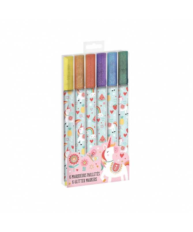 6 Feutres pailletés - Licorne 6 Feutres pailletés - Licorne