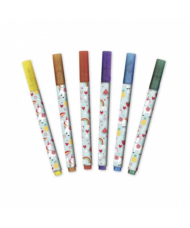 6 Feutres pailletés - Licorne 6 Feutres pailletés - Licorne