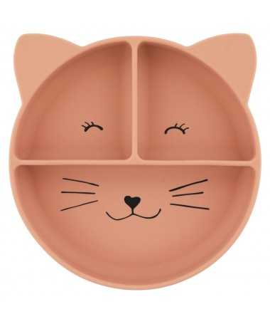 Assiette avec ventouse en silicone et compartiments - Mrs. Cat