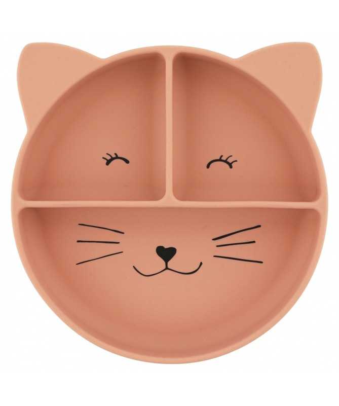 Assiette avec ventouse en silicone et compartiments - Mrs. Cat Assiette avec ventouse en silicone et compartiments - Mrs. Cat