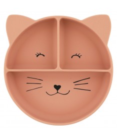 Assiette avec ventouse en silicone et compartiments - Mrs. Cat