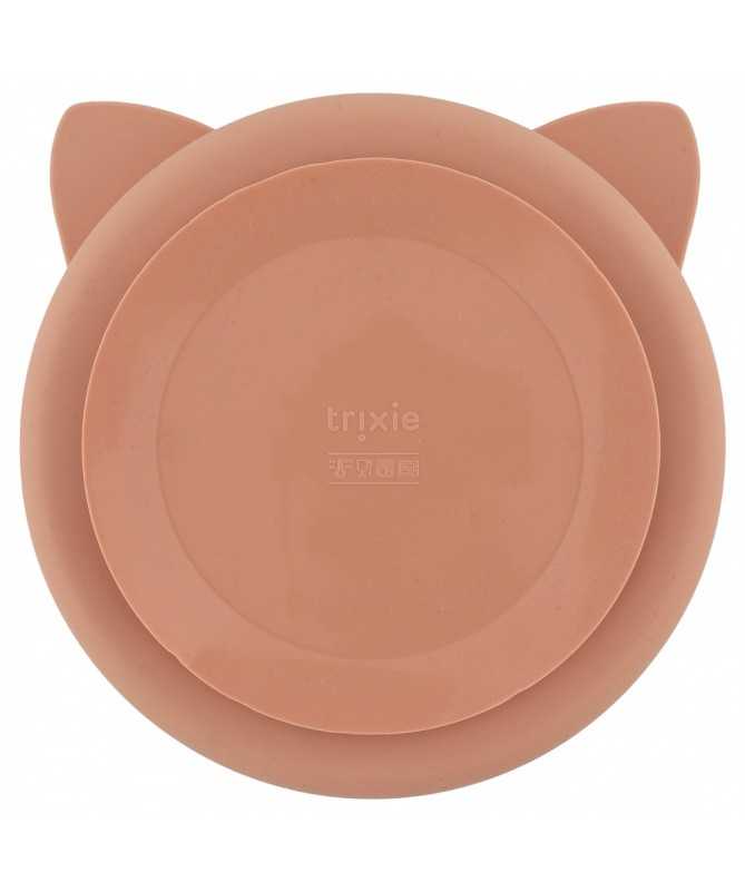 Assiette avec ventouse en silicone et compartiments - Mrs. Cat