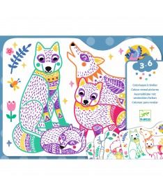Coloriages à réveler - Familles de la forêt
