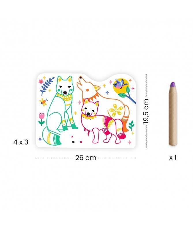 Coloriages à réveler - Familles de la forêt