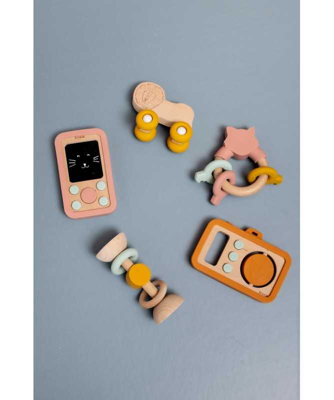 Téléphone en silicone et bois - Mrs. Cat Téléphone en silicone et bois - Mrs. Cat
