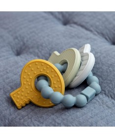 Jouet de dentition clefs en silicone - Bleu
