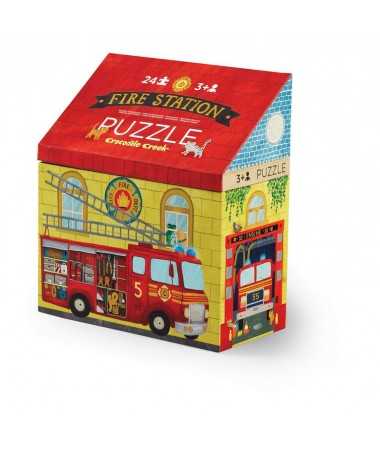 Puzzle maison - 24 pcs - La station des pompiers - 3a+