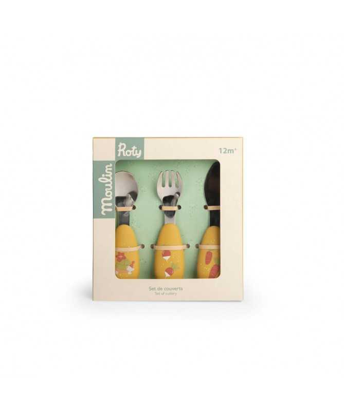 Set couverts silicone - Trois petits lapins Set couverts silicone - Trois petits lapins