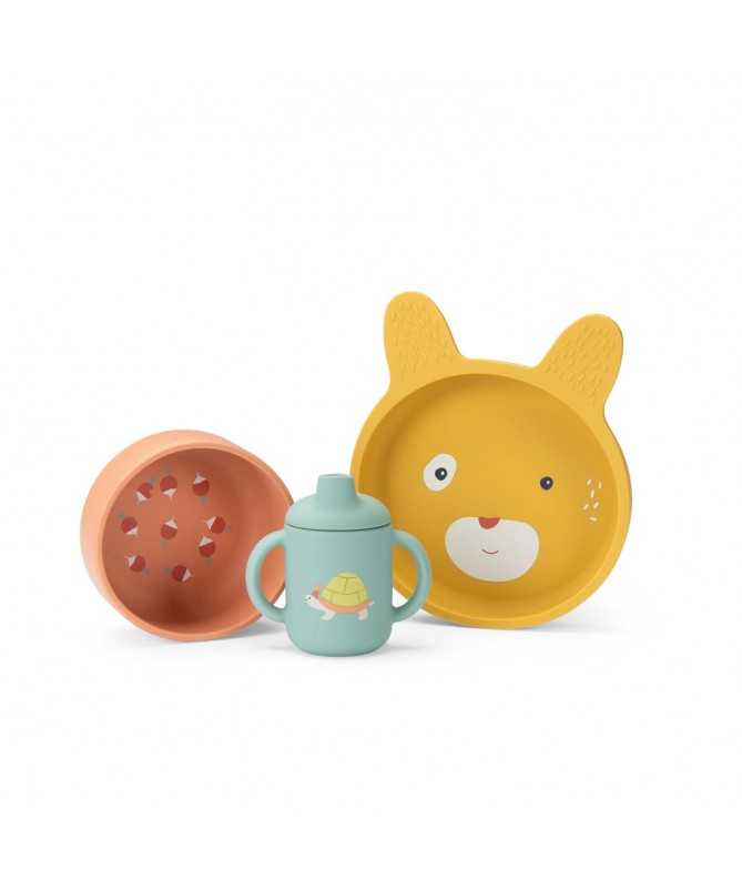 Set vaisselle silicone - Trois petits lapins Set vaisselle silicone - Trois petits lapins