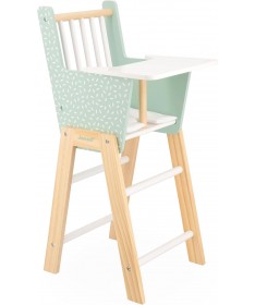 Chaise haute poupée en bois