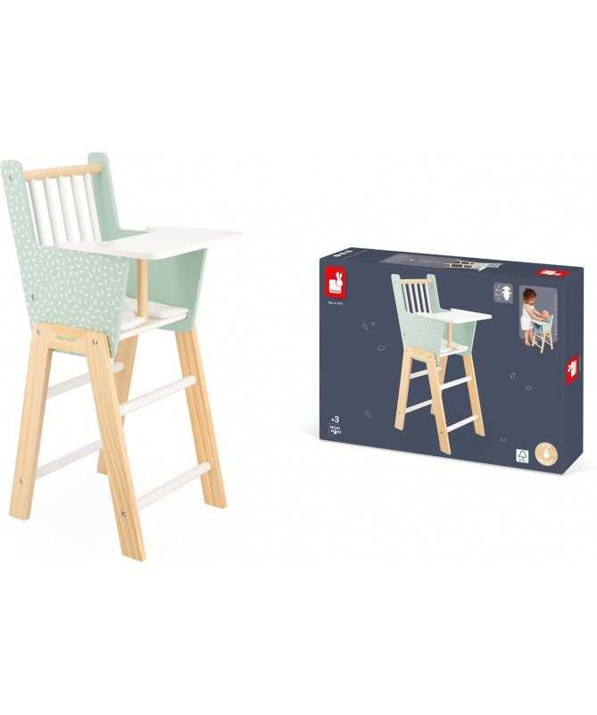 Chaise haute poupée en bois