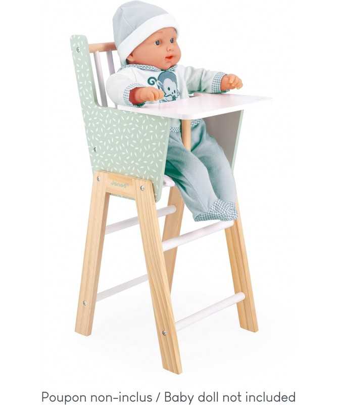 Chaise haute poupée en bois