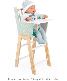 Chaise haute poupée en bois