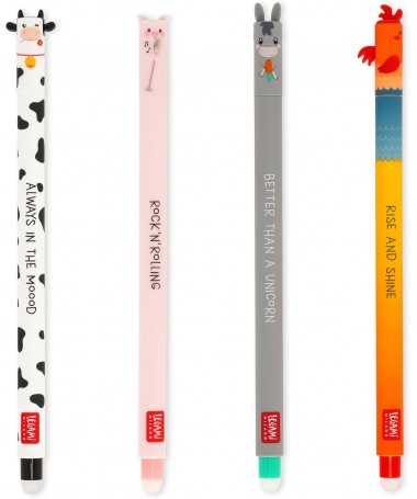 Set de 4 stylos - encre effaçables - ferme