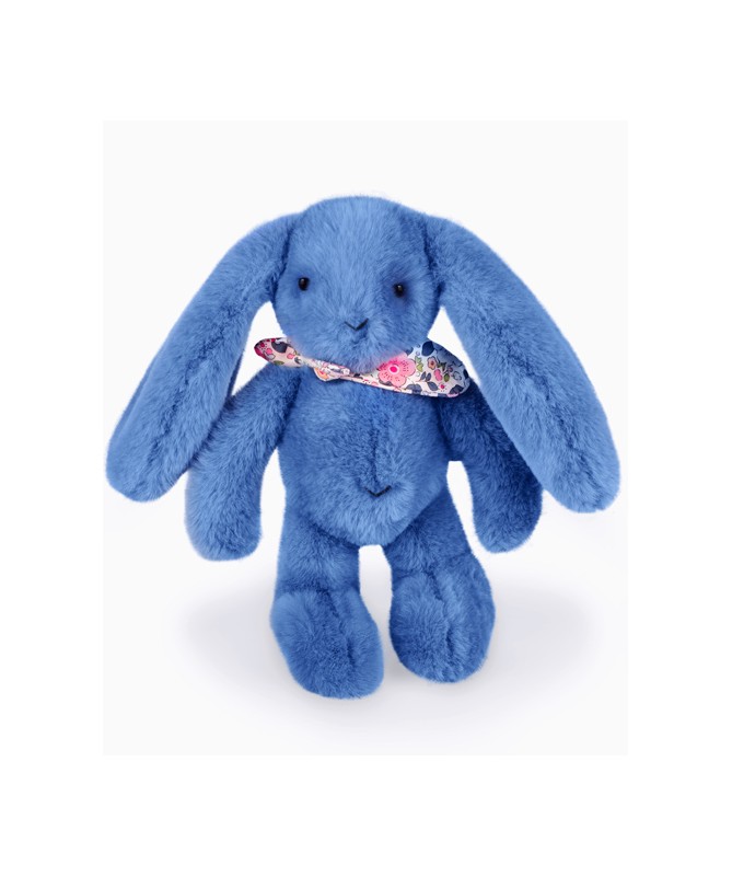 Peluche Lapin Fleurette - Bleu 25 cm