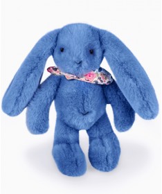 Peluche Lapin Fleurette - Bleu 25 cm