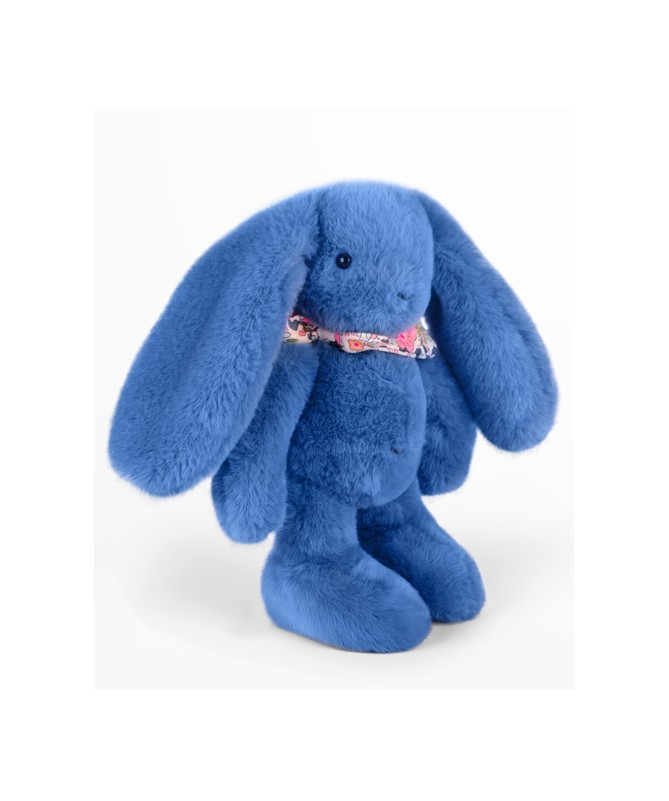 Peluche Lapin Fleurette - Bleu 25 cm