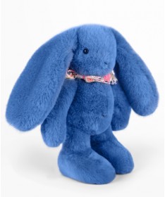 Peluche Lapin Fleurette - Bleu 25 cm
