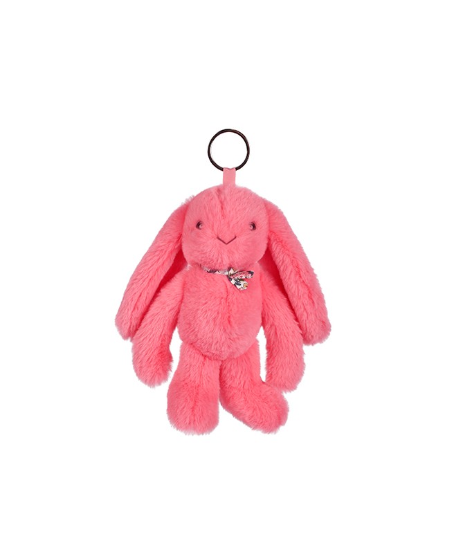 Lapin Fleurette - Porte clés/Bijou de sacf - Corail