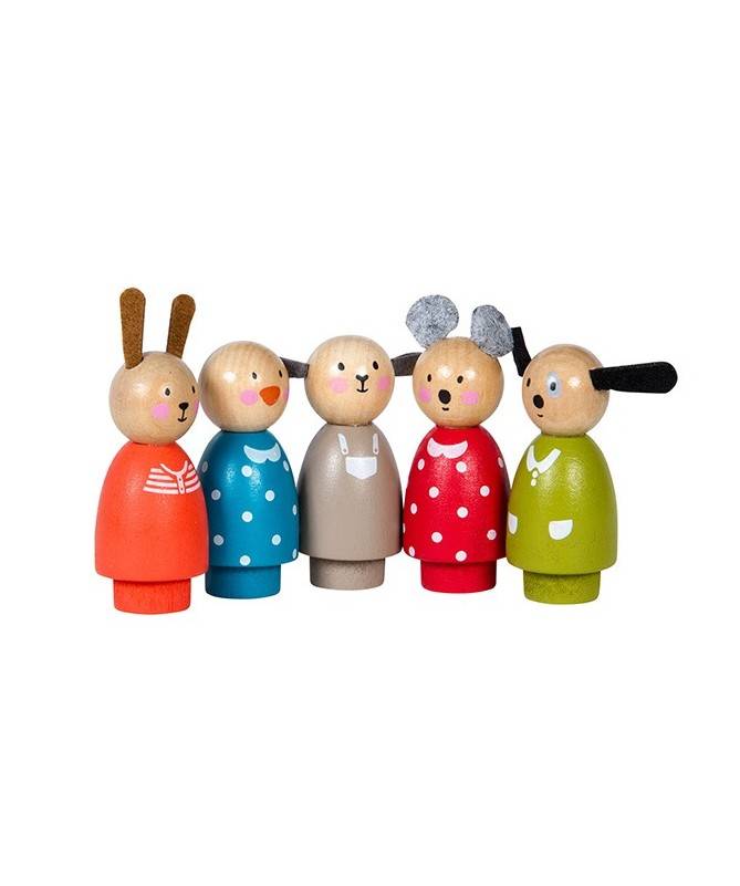 Set 5 personnages en bois – La Grande Famille Set 5 personnages en bois – La Grande Famille