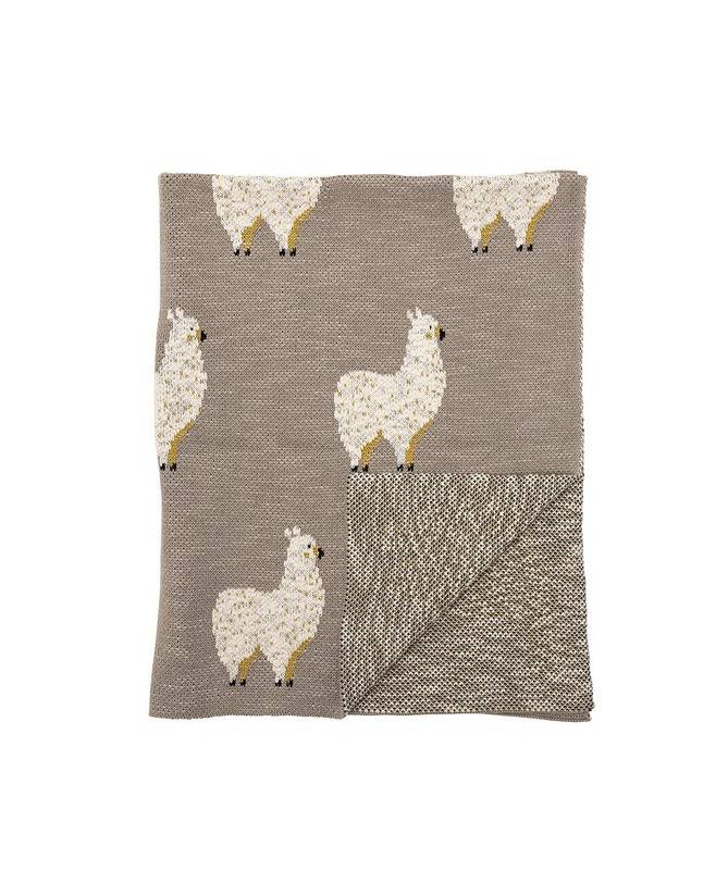 Couverture en coton - Lama - Gris Couverture en coton - Lama - Gris