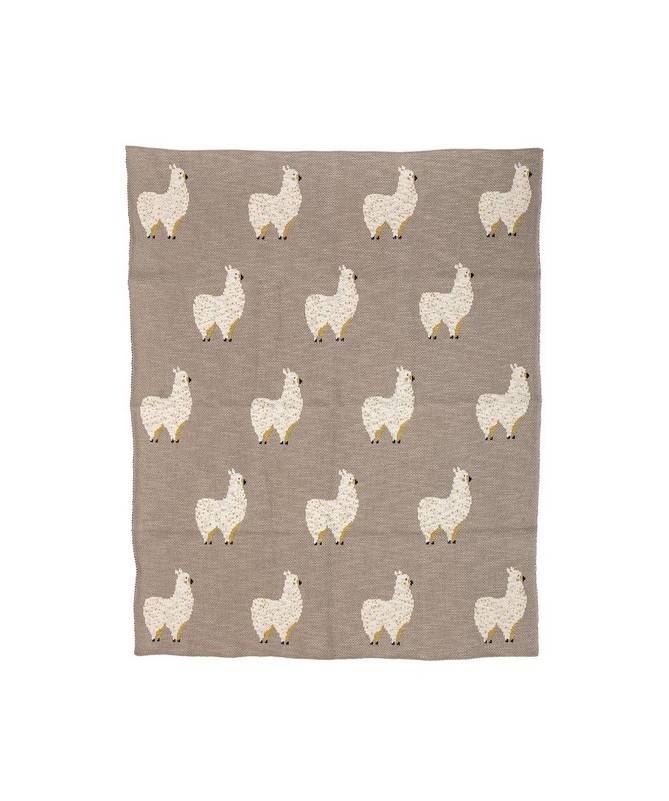 Couverture en coton - Lama - Gris Couverture en coton - Lama - Gris