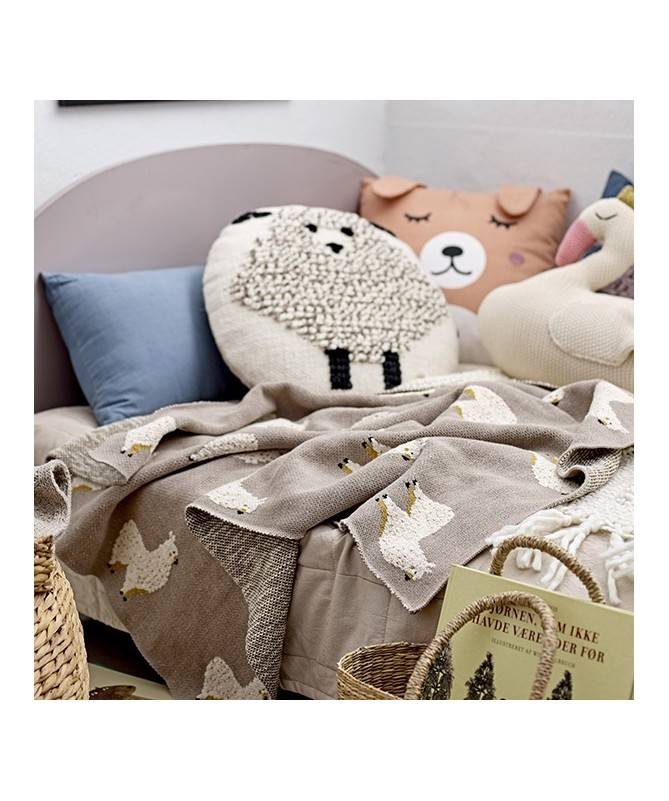Couverture en coton - Lama - Gris Couverture en coton - Lama - Gris