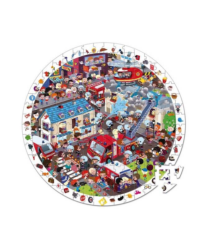 Puzzle d'observation rond - Pompiers Puzzle d'observation rond - Pompiers
