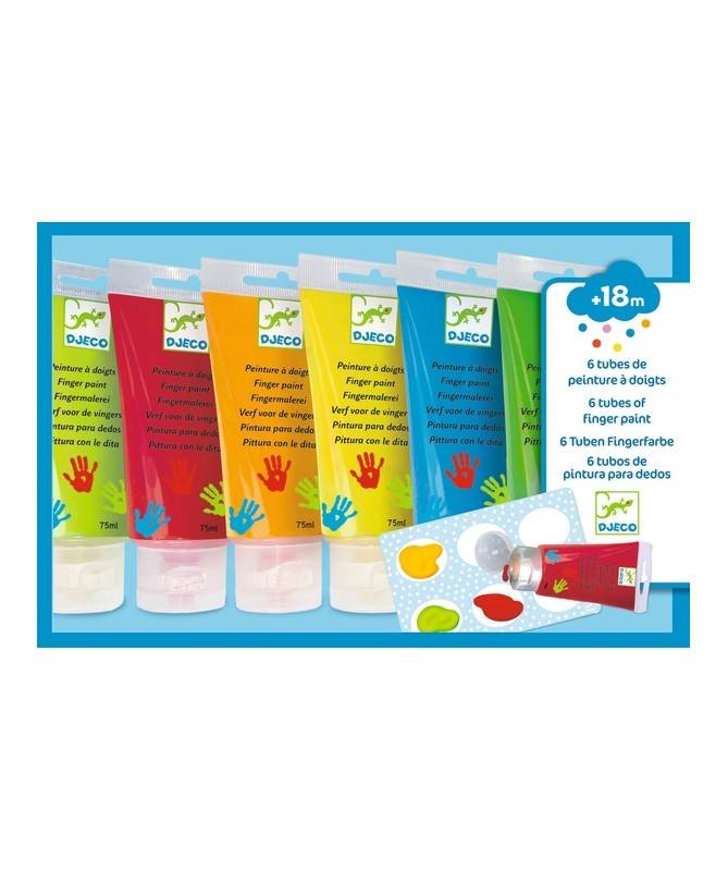 Peinture des petits - 6 tubes de peinture à doigts - Classique Peinture des petits - 6 tubes de peinture à doigts - Classique